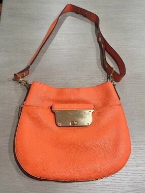 Milly Orange Pebbled Leather Crossbody with Gold Hardware